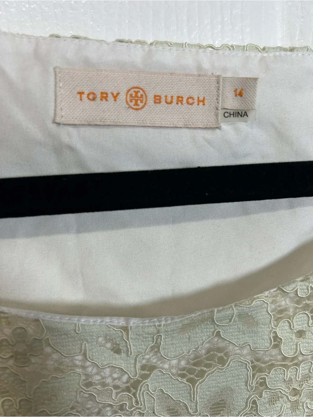 Tory Burch Pale Green Lace Long Sleeve Top